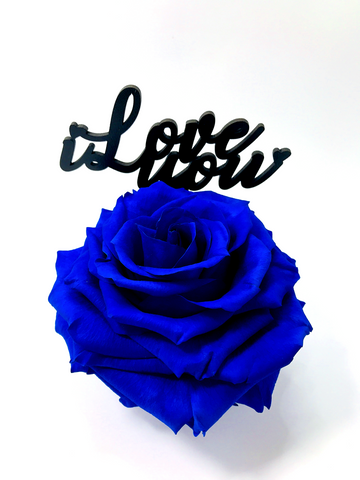 I LOVE YOU stand with BLUE FOREVER ROSE