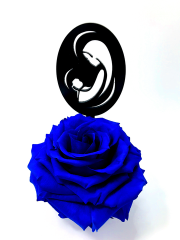 MARY stand with BLUE FOREVER ROSE