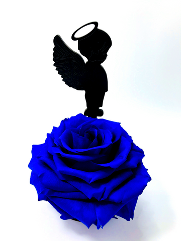 STANDING ANGEL stand with BLUE FOREVER ROSE