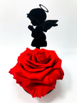 BABY ANGEL stand with RED FOREVER ROSE