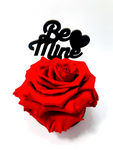 BE MINE stand with RED FOREVER ROSE