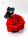 BE MINE stand with RED FOREVER ROSE
