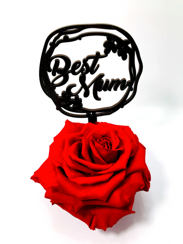 BEST MUM stand with RED FOREVER ROSE