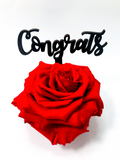 CONGRATULATIONS stand with RED FOREVER ROSE