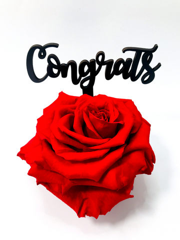 CONGRATULATIONS stand with RED FOREVER ROSE