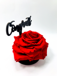 CONGRATULATIONS stand with RED FOREVER ROSE