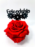 FRIENDSHIP stand with RED FOREVER ROSE