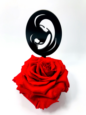 MARY stand with RED FOREVER ROSE