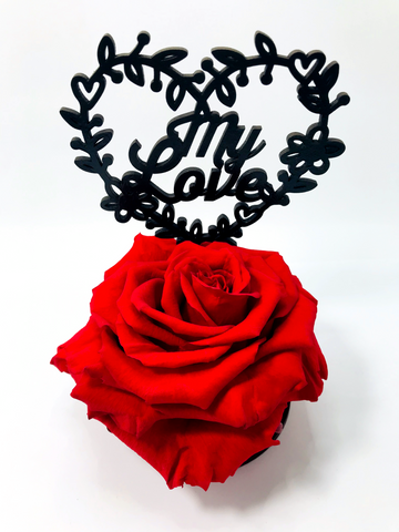MY LOVE stand with RED FOREVER ROSE