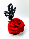 PRAYER ANGEL stand with RED FOREVER ROSE