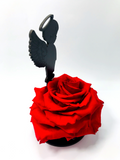 STANDING ANGEL stand with RED FOREVER ROSE