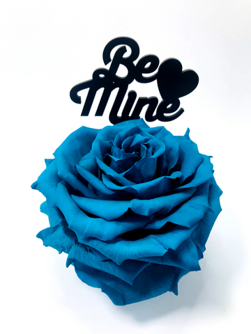 BE MINE stand with TURQUOISE FOREVER ROSE