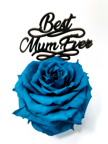 BEST MUM EVER stand with TURQUOISE FOREVER ROSE