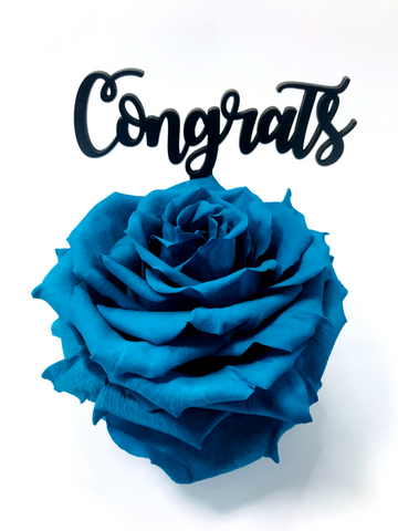 CONGRATULATIONS stand with TURQUOISE FOREVER ROSE