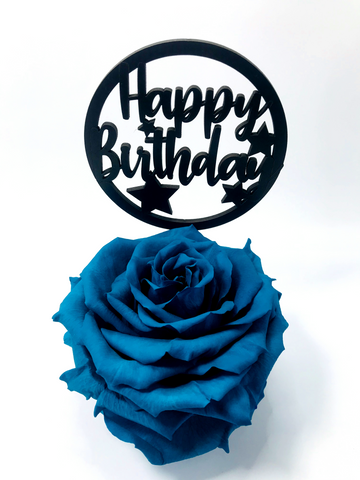 HAPPY BIRTHDAY stand with TURQUOISE FOREVER ROSE