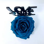 LOVE THAT LASTS stand with TURQUOISE FOREVER ROSE