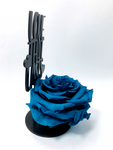 LOVE THAT LASTS stand with TURQUOISE FOREVER ROSE
