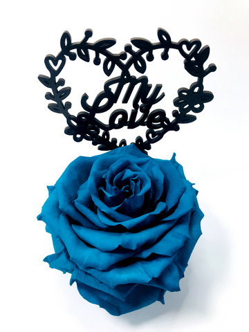 MY LOVE stand with TURQUOISE FOREVER ROSE