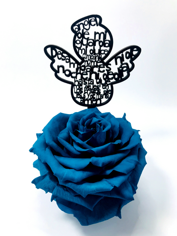 PRAYER ANGEL stand with TURQUOISE FOREVER ROSE