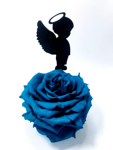 STANDING ANGEL stand with TURQUOISE FOREVER ROSE