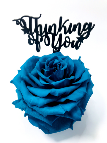 THINKING OF YOU stand with TURQUOISE FOREVER ROSE