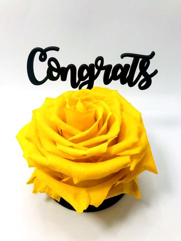 CONGRATULATIONS stand with YELLOW FOREVER ROSE