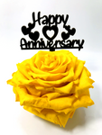 HAPPY ANNIVERSARY stand with YELLOW FOREVER ROSE