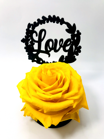 LOVE stand with YELLOW FOREVER ROSE