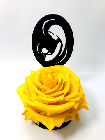 MARY stand with YELLOW FOREVER ROSE