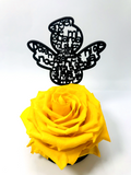 PRAYER ANGEL stand with YELLOW FOREVER ROSE