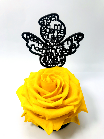 PRAYER ANGEL stand with YELLOW FOREVER ROSE