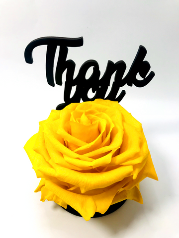 THANK YOU stand with YELLOW FOREVER ROSE