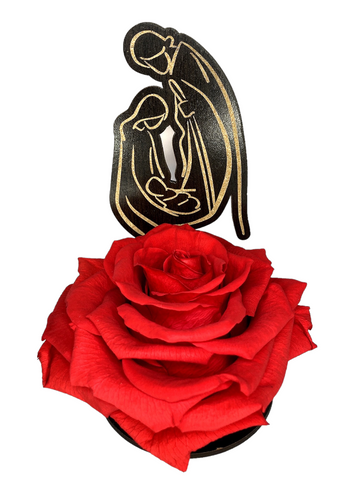 ELEGANT NATIVITY stand with RED FOREVER ROSE